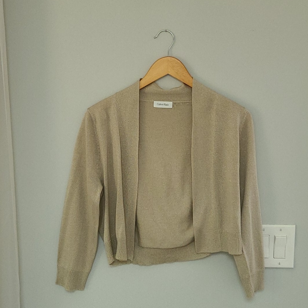 Calvin Klein Gold Shimmer Crop Sweater